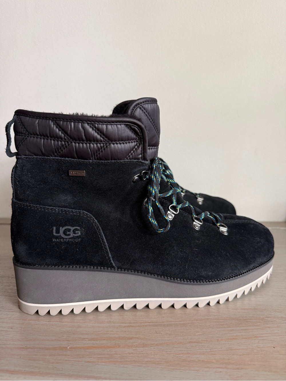 UGG Birch Black Waterproof Snow Boots Lace Up Cold Weather Tech Womens 11